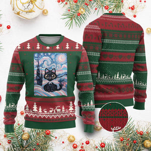 Funny Transgender Cat Starry Night Ugly Christmas Sweater LGBTQ Pride Support Gift