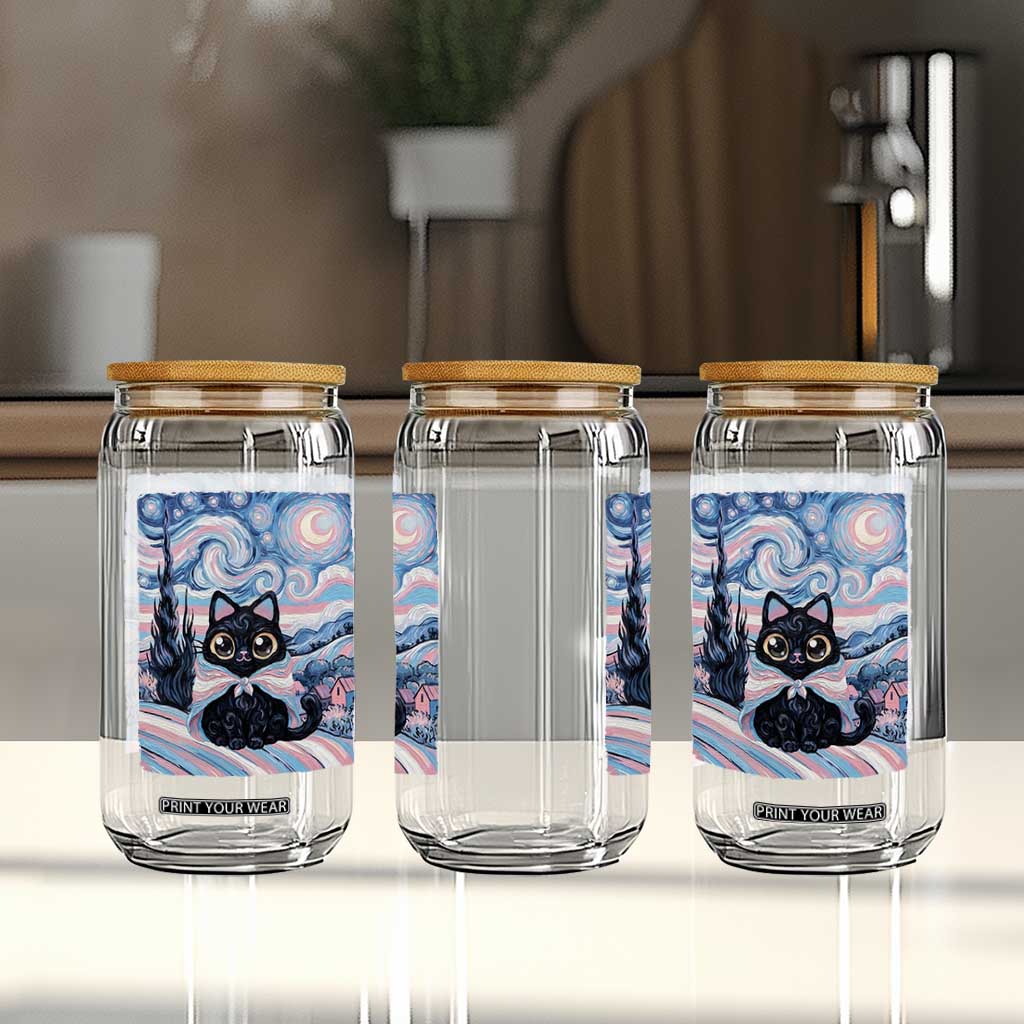 Funny Transgender Cat Starry Night Glass Can LGBTQ Pride Support Gift