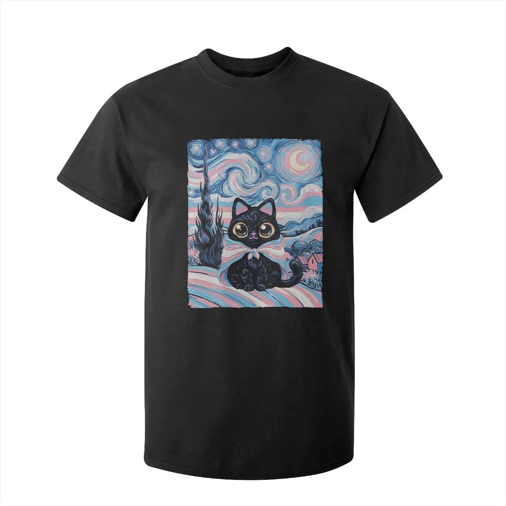 Funny Transgender Cat Starry Night T Shirt For Kid LGBTQ Pride Support Gift