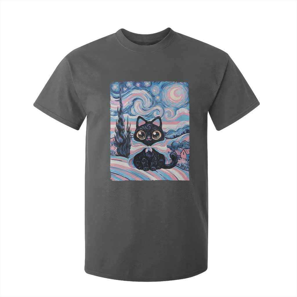 Funny Transgender Cat Starry Night T Shirt For Kid LGBTQ Pride Support Gift