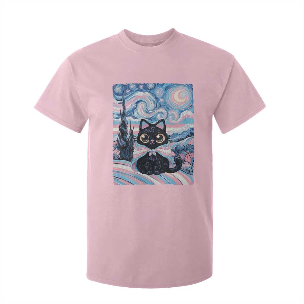 Funny Transgender Cat Starry Night T Shirt For Kid LGBTQ Pride Support Gift