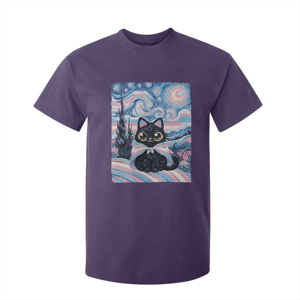 Funny Transgender Cat Starry Night T Shirt For Kid LGBTQ Pride Support Gift