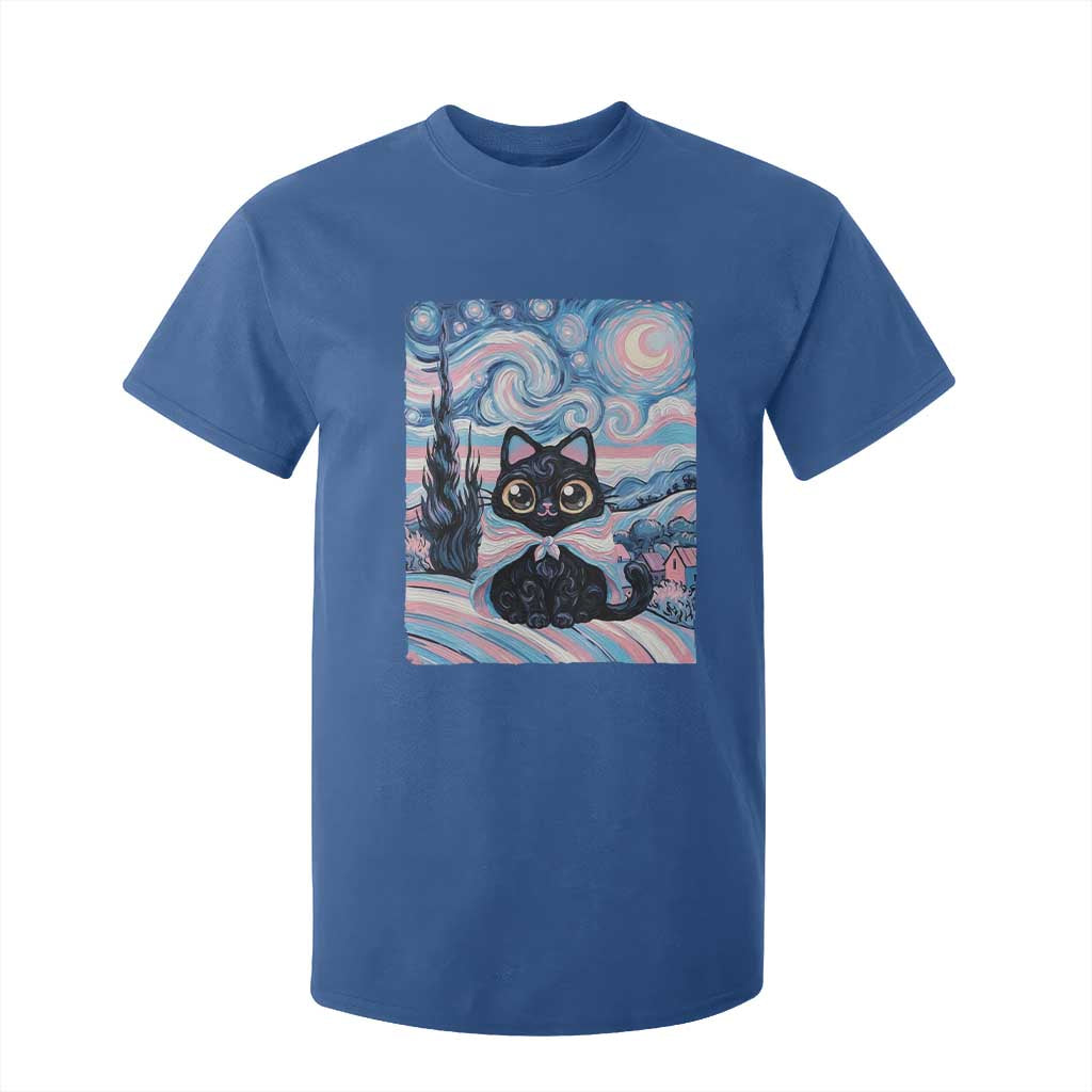 Funny Transgender Cat Starry Night T Shirt For Kid LGBTQ Pride Support Gift