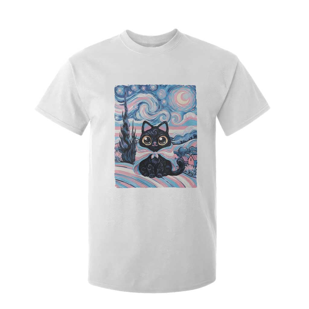 Funny Transgender Cat Starry Night T Shirt For Kid LGBTQ Pride Support Gift