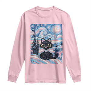 Funny Transgender Cat Starry Night Long Sleeve Shirt LGBTQ Pride Support Gift