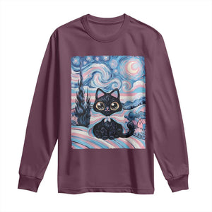 Funny Transgender Cat Starry Night Long Sleeve Shirt LGBTQ Pride Support Gift