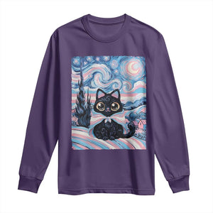 Funny Transgender Cat Starry Night Long Sleeve Shirt LGBTQ Pride Support Gift
