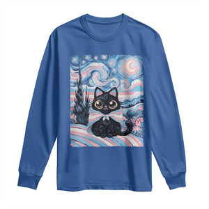 Funny Transgender Cat Starry Night Long Sleeve Shirt LGBTQ Pride Support Gift