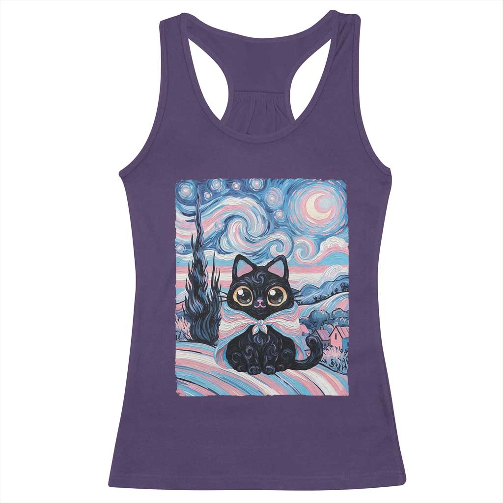 Funny Transgender Cat Starry Night Racerback Tank Top LGBTQ Pride Support Gift