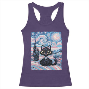 Funny Transgender Cat Starry Night Racerback Tank Top LGBTQ Pride Support Gift