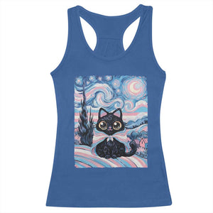 Funny Transgender Cat Starry Night Racerback Tank Top LGBTQ Pride Support Gift
