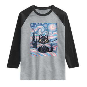Funny Transgender Cat Starry Night Raglan Shirt LGBTQ Pride Support Gift
