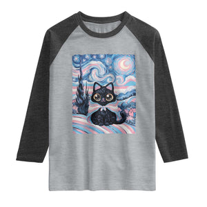 Funny Transgender Cat Starry Night Raglan Shirt LGBTQ Pride Support Gift