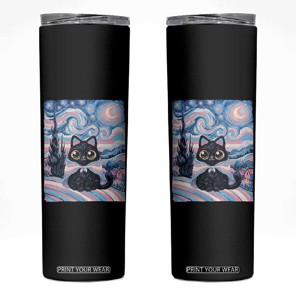 Funny Transgender Cat Starry Night Skinny Tumbler LGBTQ Pride Support Gift