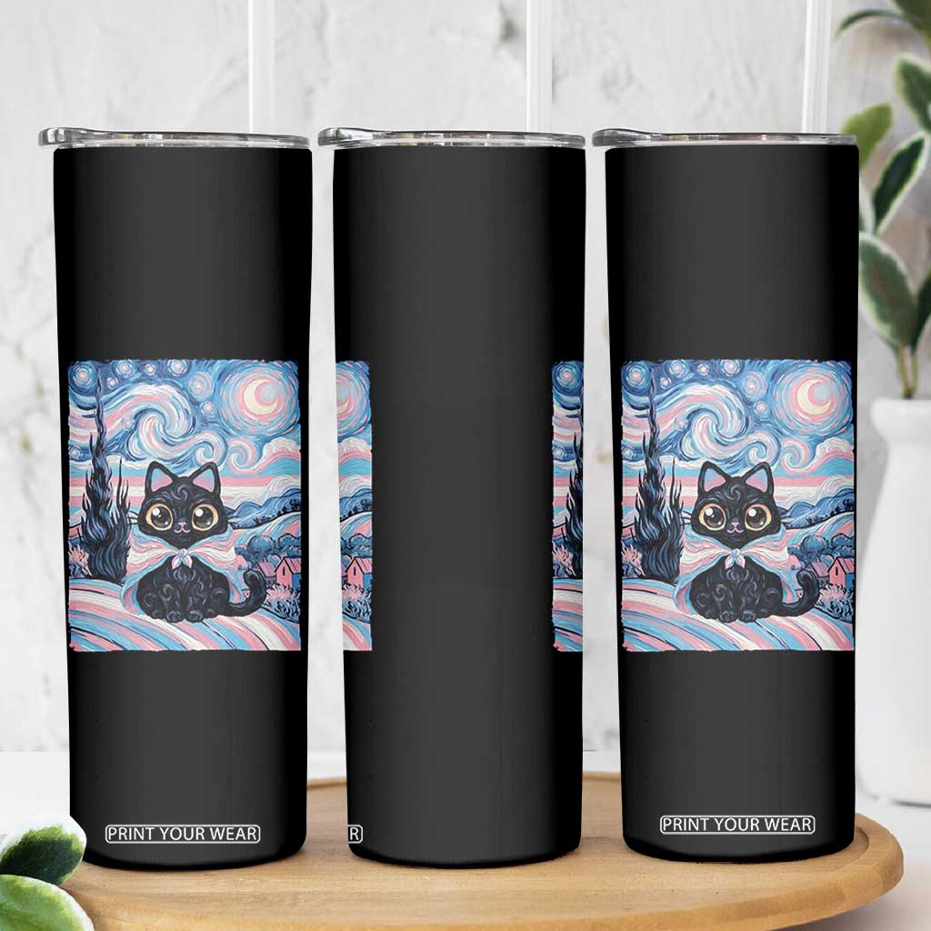 Funny Transgender Cat Starry Night Skinny Tumbler LGBTQ Pride Support Gift