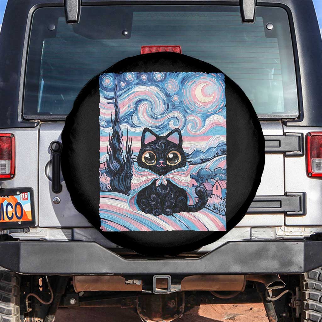 Funny Transgender Cat Starry Night Spare Tire Cover LGBTQ Pride Support Gift