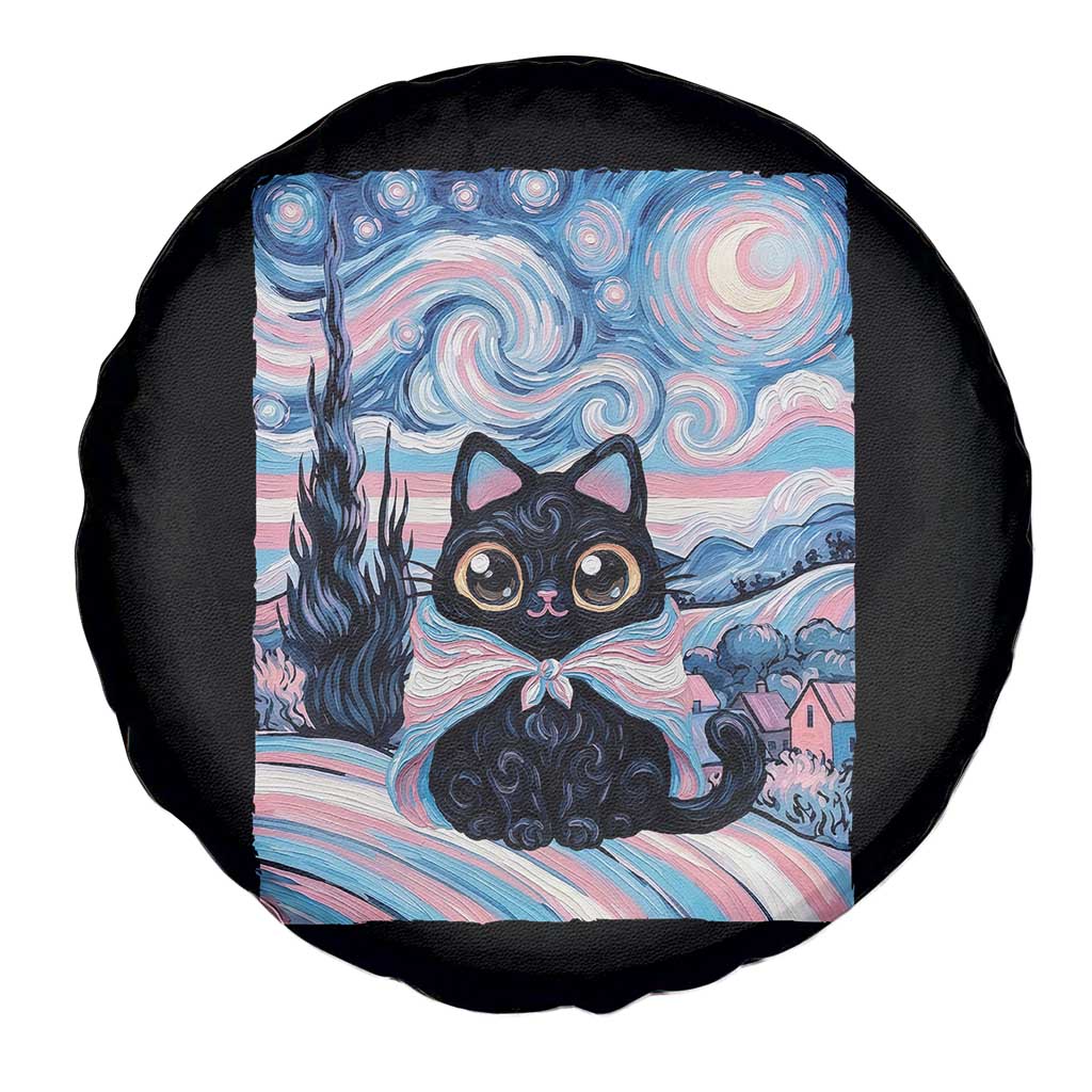 Funny Transgender Cat Starry Night Spare Tire Cover LGBTQ Pride Support Gift