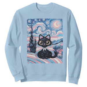 Funny Transgender Cat Starry Night Sweatshirt LGBTQ Pride Support Gift