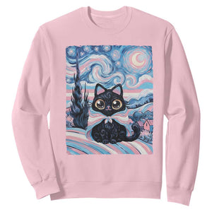 Funny Transgender Cat Starry Night Sweatshirt LGBTQ Pride Support Gift