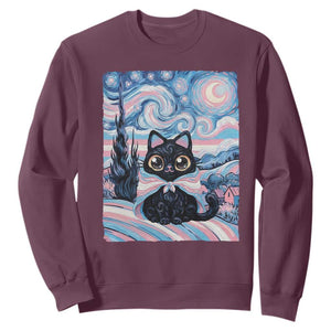 Funny Transgender Cat Starry Night Sweatshirt LGBTQ Pride Support Gift