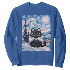Funny Transgender Cat Starry Night Sweatshirt LGBTQ Pride Support Gift