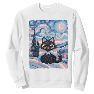 Funny Transgender Cat Starry Night Sweatshirt LGBTQ Pride Support Gift