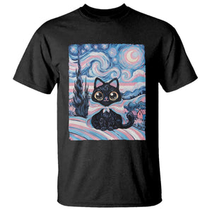 Funny Transgender Cat Starry Night T Shirt LGBTQ Pride Support Gift