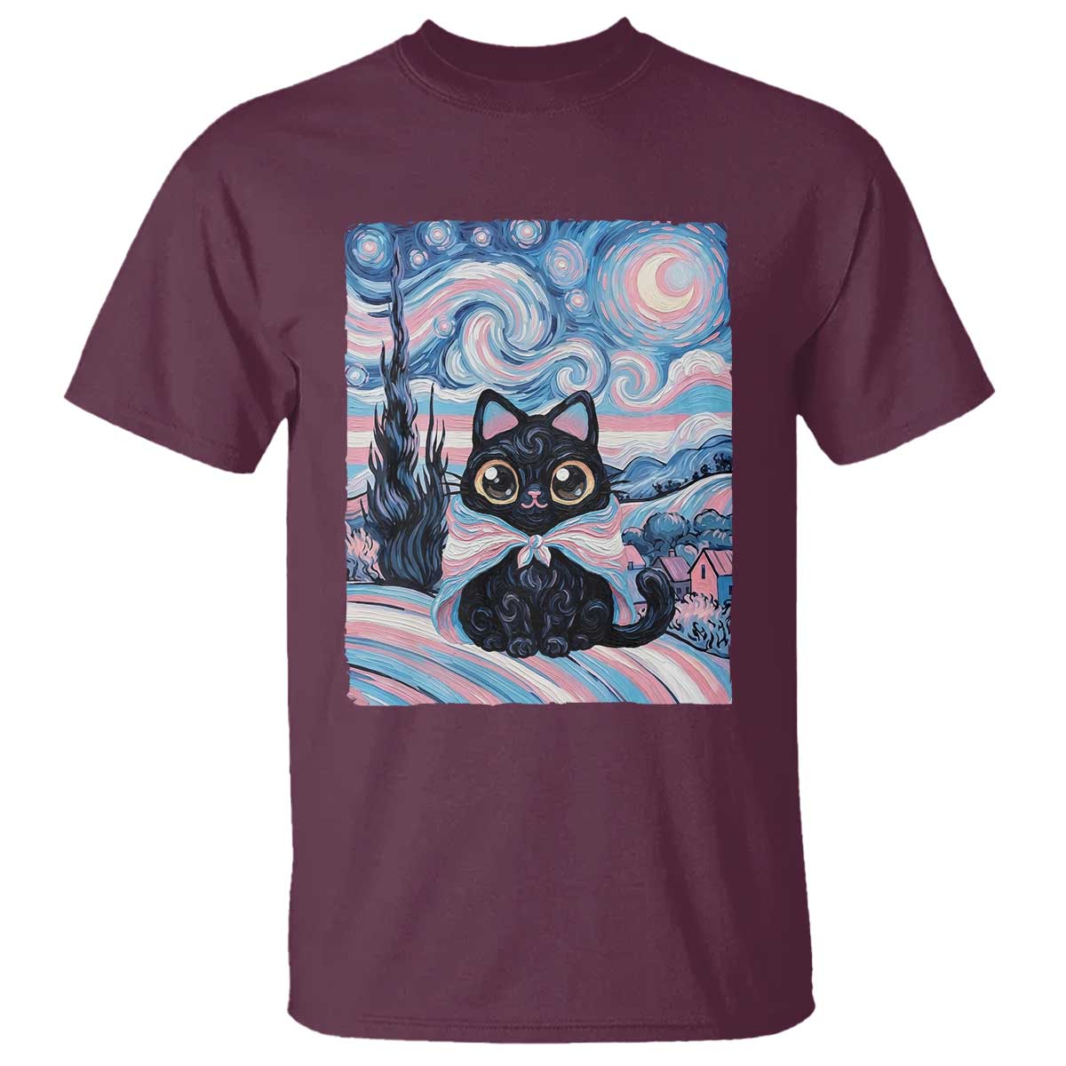 Funny Transgender Cat Starry Night T Shirt LGBTQ Pride Support Gift