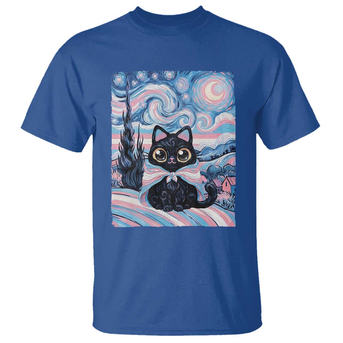 Funny Transgender Cat Starry Night T Shirt LGBTQ Pride Support Gift