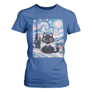 Funny Transgender Cat Starry Night T Shirt For Women LGBTQ Pride Support Gift