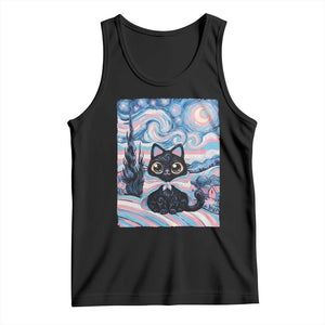 Funny Transgender Cat Starry Night Tank Top LGBTQ Pride Support Gift