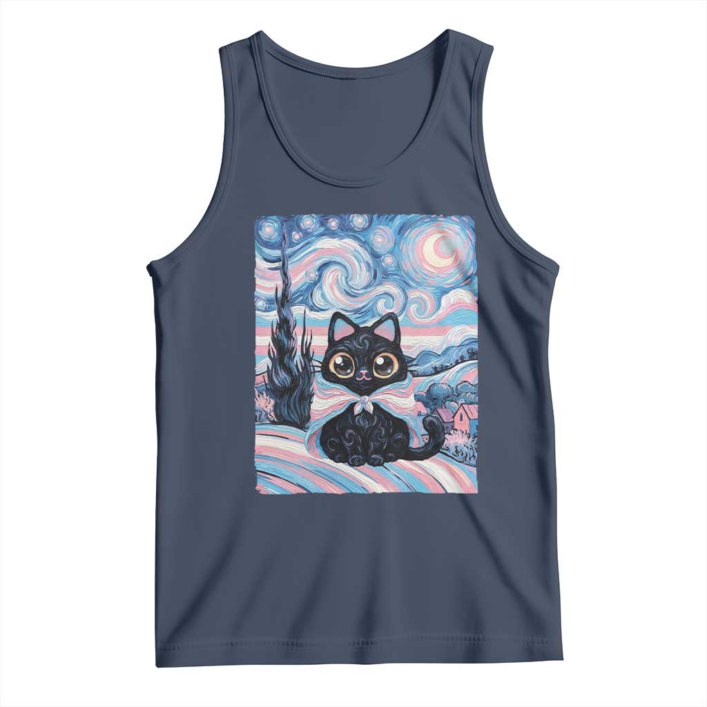 Funny Transgender Cat Starry Night Tank Top LGBTQ Pride Support Gift