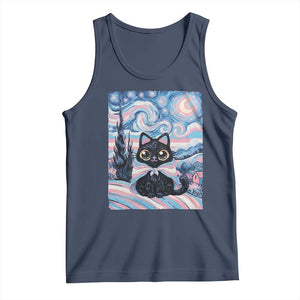 Funny Transgender Cat Starry Night Tank Top LGBTQ Pride Support Gift