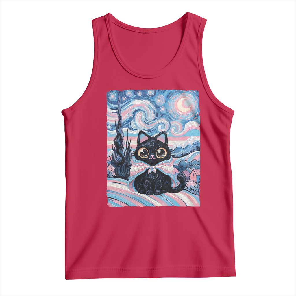 Funny Transgender Cat Starry Night Tank Top LGBTQ Pride Support Gift