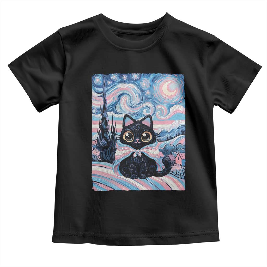 Funny Transgender Cat Starry Night Toddler T Shirt LGBTQ Pride Support Gift TS12 Black Print Your Wear