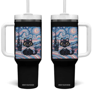 Funny Transgender Cat Starry Night Tumbler With Handle LGBTQ Pride Support Gift