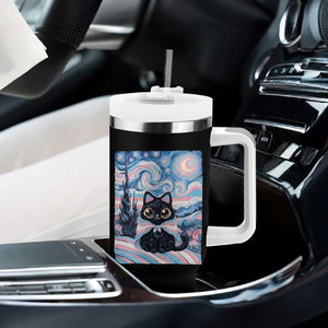 Funny Transgender Cat Starry Night Tumbler With Handle LGBTQ Pride Support Gift