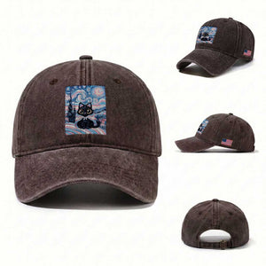 Funny Transgender Cat Starry Night Washed Cotton Baseball Cap LGBTQ Pride Support Gift