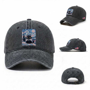 Funny Transgender Cat Starry Night Washed Cotton Baseball Cap LGBTQ Pride Support Gift
