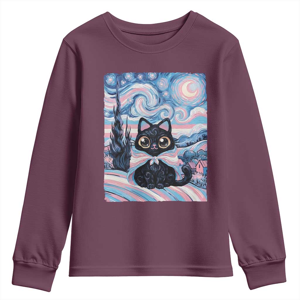 Funny Transgender Cat Starry Night Youth Sweatshirt LGBTQ Pride Support Gift