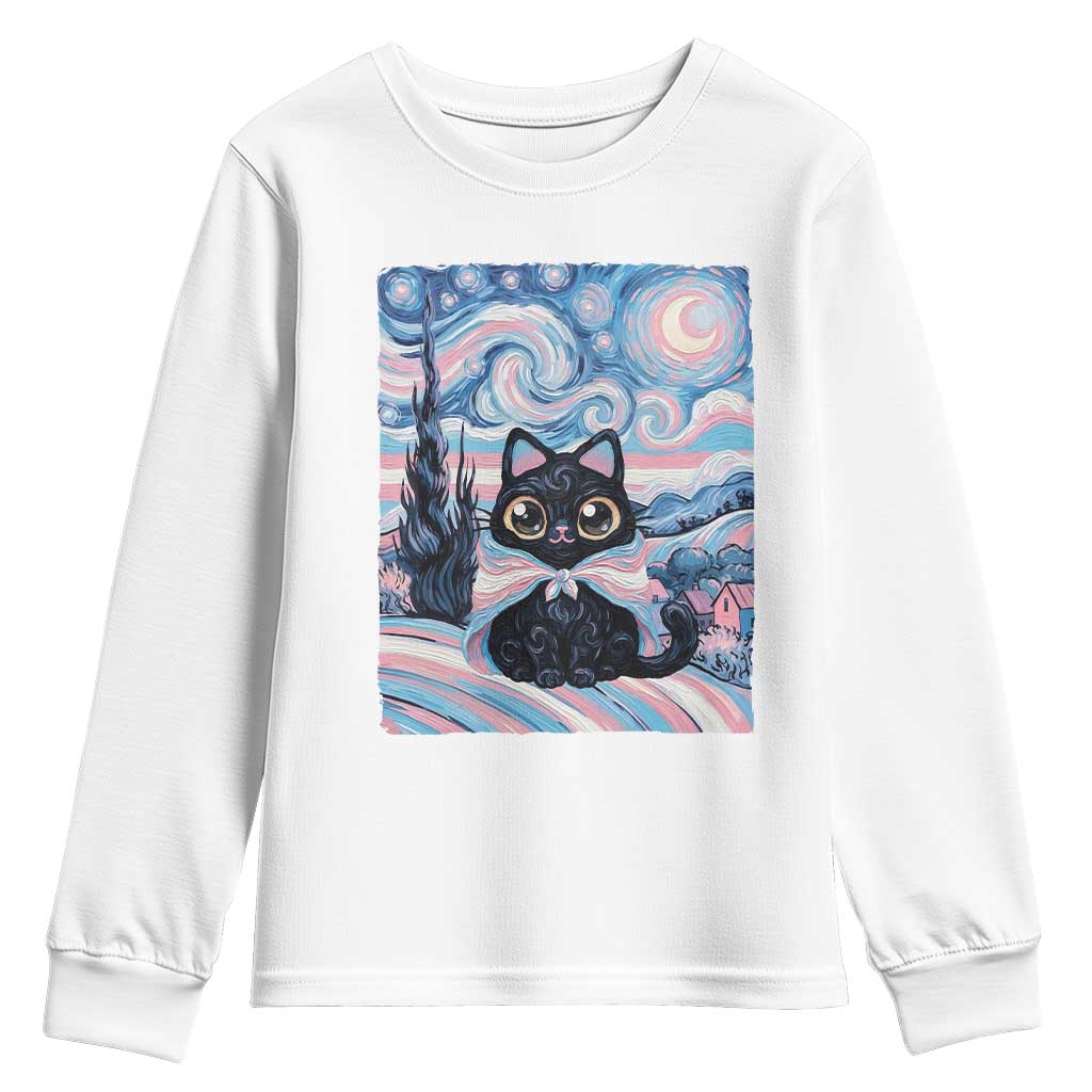 Funny Transgender Cat Starry Night Youth Sweatshirt LGBTQ Pride Support Gift