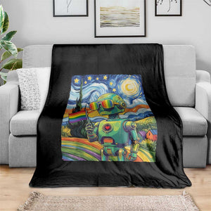 Funny Rainbow Starry Night Robot Pride Throw Blanket LGBTQ Geeky Gift TS12 Print Your Wear