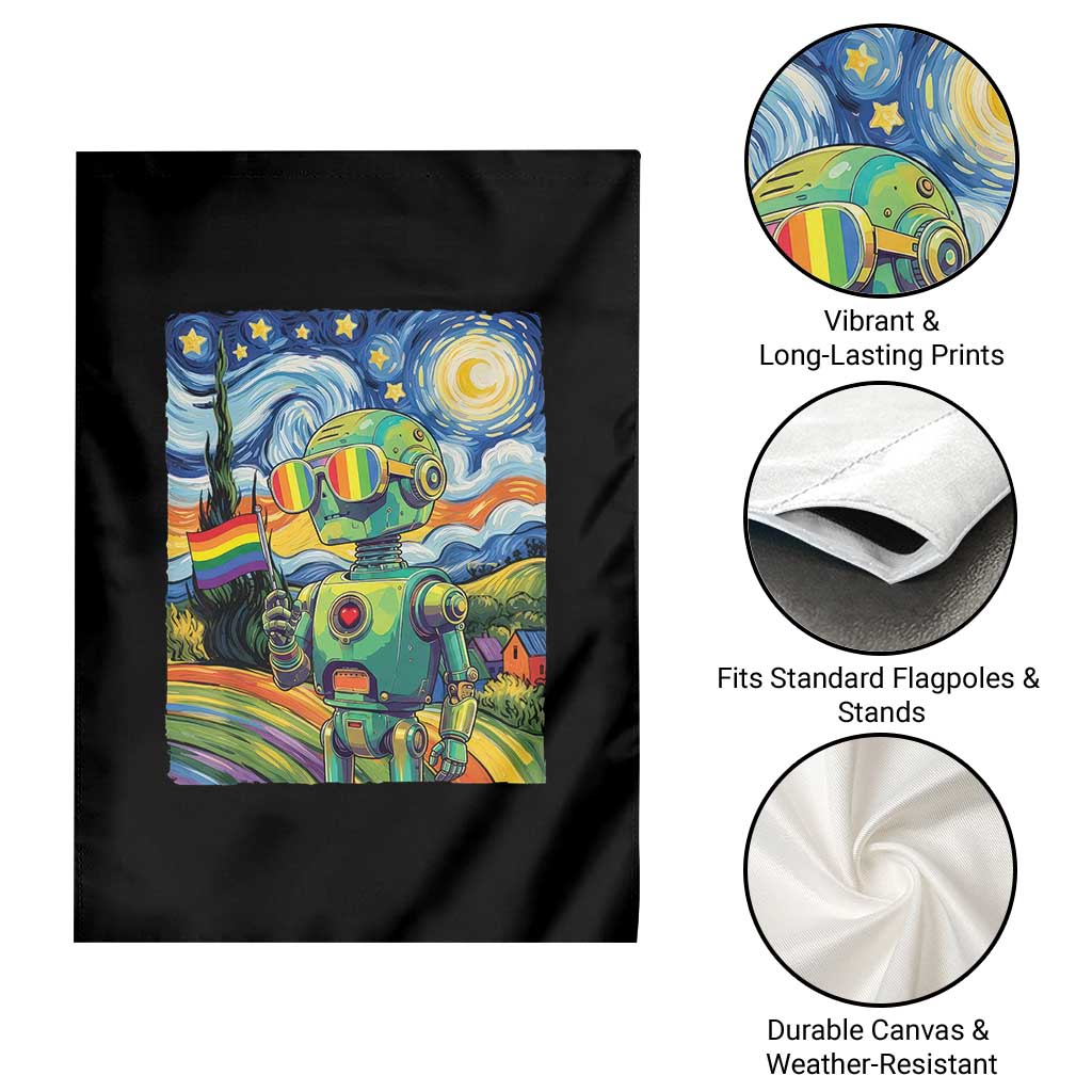 Funny Rainbow Starry Night Robot Pride Garden Flag LGBTQ Geeky Gift TS12 Print Your Wear