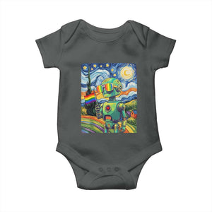 Funny Rainbow Starry Night Robot Pride Baby Onesie LGBTQ Geeky Gift TS12 Dark Heather Print Your Wear