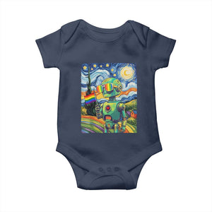 Funny Rainbow Starry Night Robot Pride Baby Onesie LGBTQ Geeky Gift TS12 Navy Print Your Wear