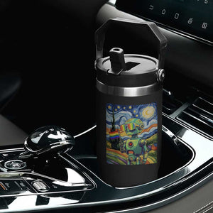 Funny Rainbow Starry Night Robot Pride Flip Straw Tumbler LGBTQ Geeky Gift