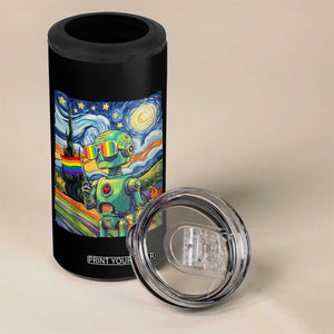 Funny Rainbow Starry Night Robot Pride 4 in 1 Can Cooler Tumbler LGBTQ Geeky Gift TS12 Print Your Wear