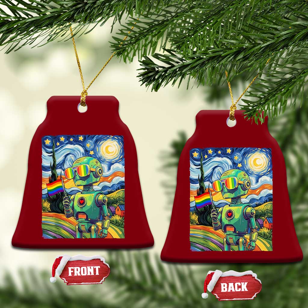 Funny Rainbow Starry Night Robot Pride Ceramic Ornament LGBTQ Geeky Gift TS12 Print Your Wear