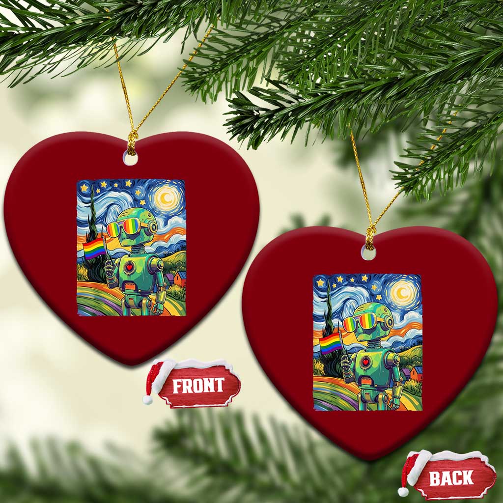 Funny Rainbow Starry Night Robot Pride Ceramic Ornament LGBTQ Geeky Gift TS12 Print Your Wear