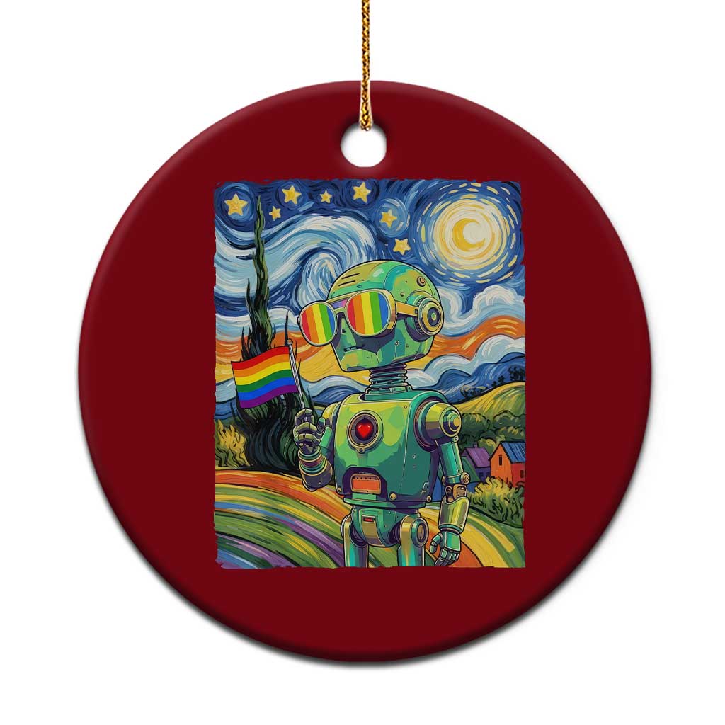 Funny Rainbow Starry Night Robot Pride Ceramic Ornament LGBTQ Geeky Gift TS12 1pc Red Print Your Wear